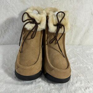 Lands' End Girls Powder Belle Bootie US 5 Medium Thermolite Insole Dark Fawn